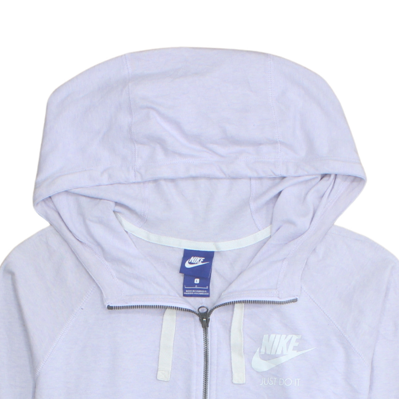 Nike Women’s Light Grey Full Zip Hoodie Size L Cotton Blend