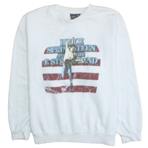 Bruce Springsteen White Women's L Sweatshirt Crew Neck Vintage Band Print