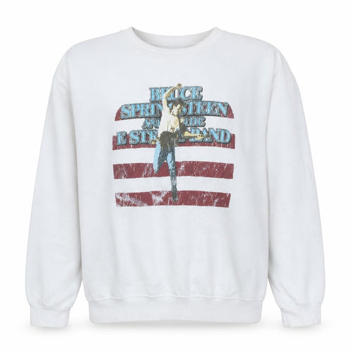 Bruce Springsteen White Women's L Sweatshirt Crew Neck Vintage Band Print