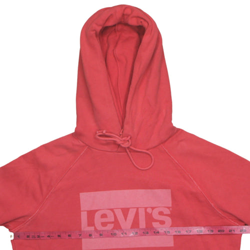 Levi's Womens Pink Pullover Hoodie M Logo Print Cotton Sweatshirt