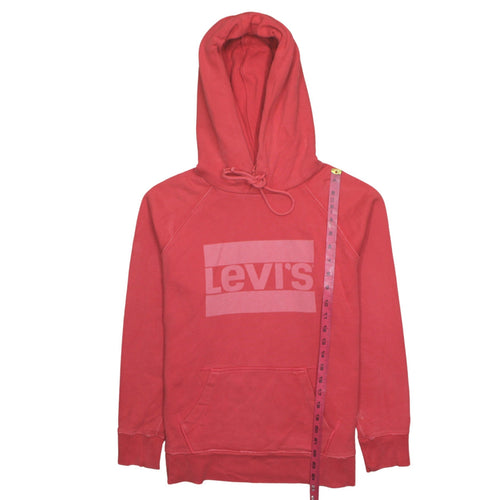 Levi's Womens Pink Pullover Hoodie M Logo Print Cotton Sweatshirt