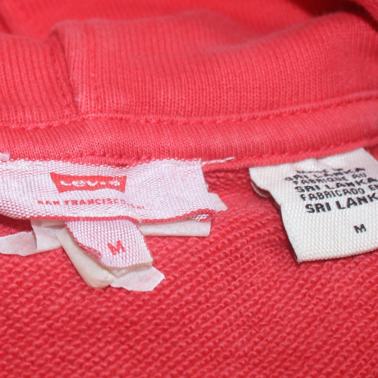 Levi's Womens Pink Pullover Hoodie M Logo Print Cotton Sweatshirt