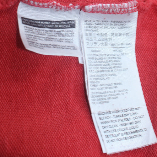 Levi's Womens Pink Pullover Hoodie M Logo Print Cotton Sweatshirt