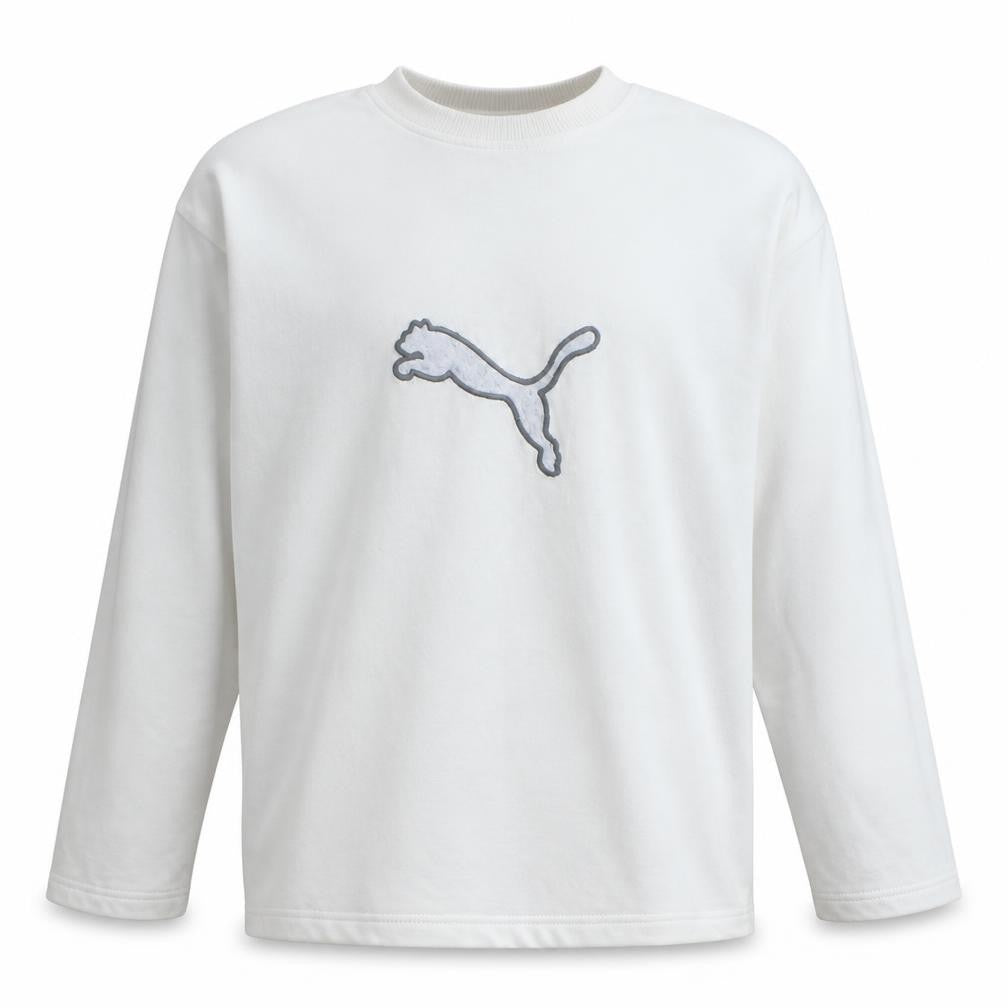 Front view of Puma Men’s White XL Crew Neck Pullover Sweatshirt
