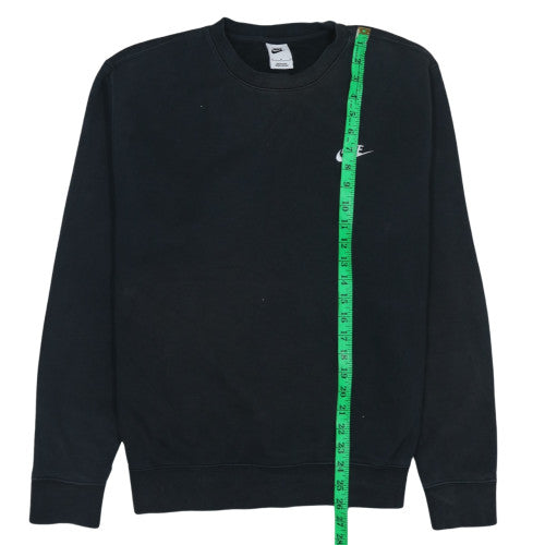 Nike Men Black Medium Crew Neck Pullover Sweatshirt Fleece Cotton Blend