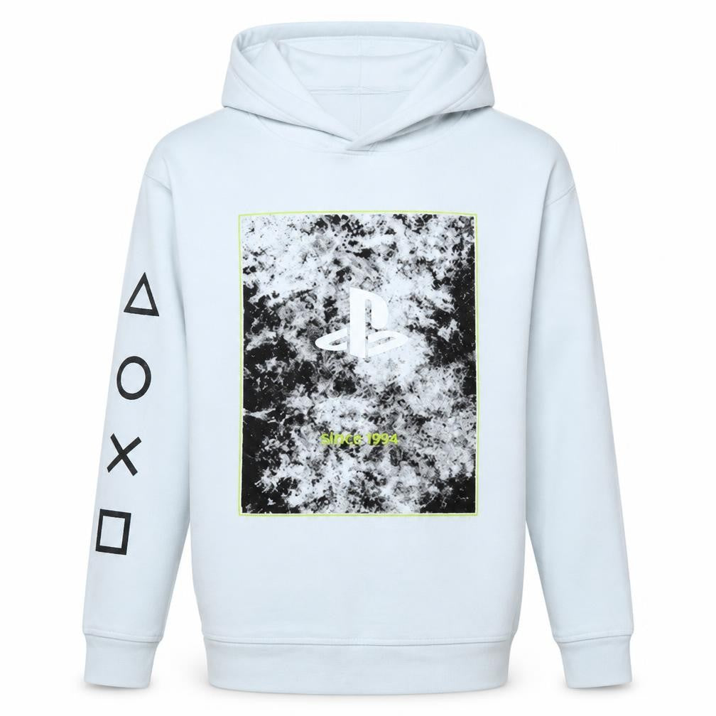 Front view of Primark PlayStation boys’ white hoodie 11-12 years pullover graphic print