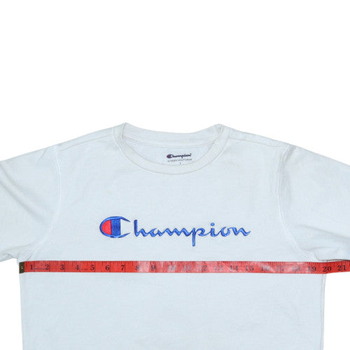 Champion Womens White Cotton Pullover Sweatshirt Size L Crew Neck