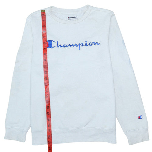 Champion Womens White Cotton Pullover Sweatshirt Size L Crew Neck