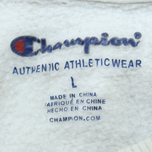 Champion Womens White Cotton Pullover Sweatshirt Size L Crew Neck