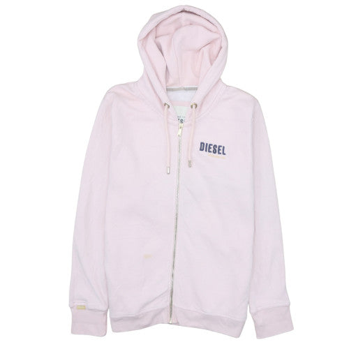 Diesel Womens Pale Pink Full Zip Hoodie XL Cotton Blend Casual