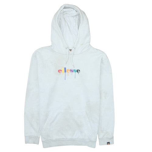 Ellesse Men's White Pullover Hoodie M Fleece Logo Sweatshirt