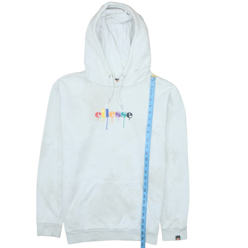 Ellesse Men's White Pullover Hoodie M Fleece Logo Sweatshirt