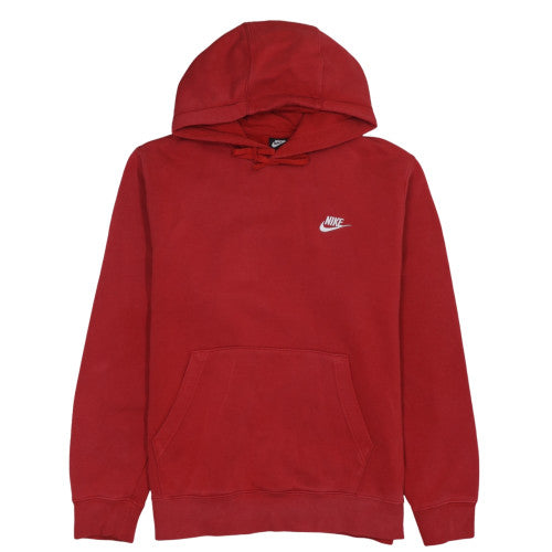 Nike Men's Red Pullover Hoodie Medium Fleece Logo Sweatshirt