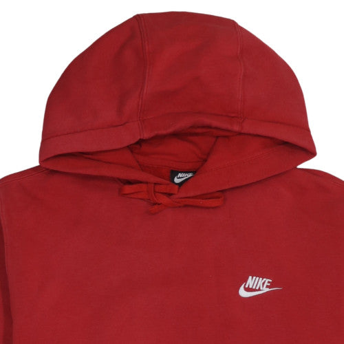 Nike Men's Red Pullover Hoodie Medium Fleece Logo Sweatshirt