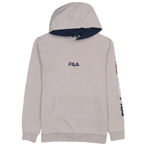 FILA Girls Beige Pullover Hoodie 13-14 Years Cotton Blend Logo Sweatshirt