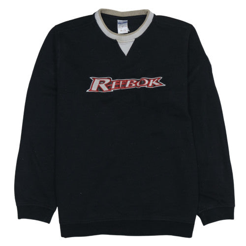Reebok Women Black XL Sweatshirt Crew Neck Logo Pullover Cotton Blend