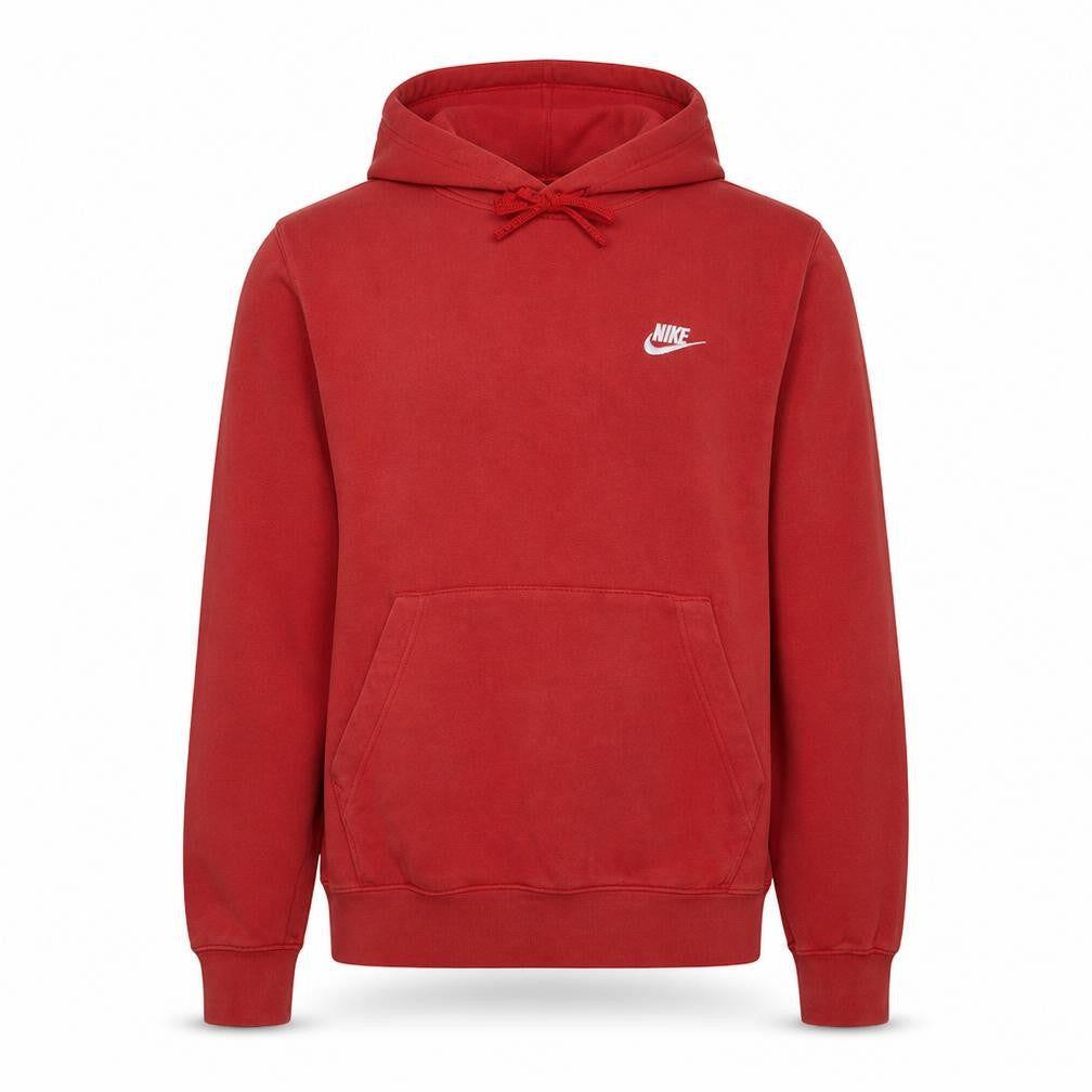 Front view of Nike Men's Red Pullover Hoodie, size S, Regular Fit Fleece