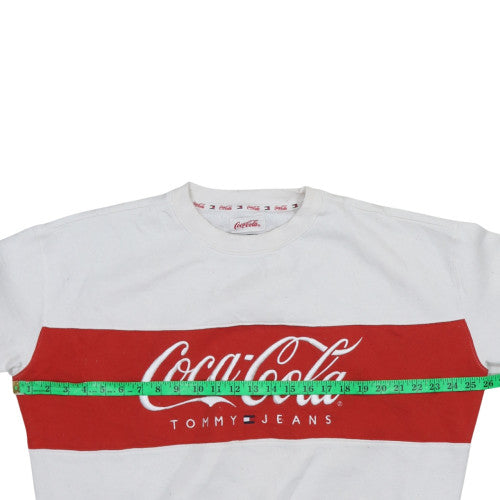 Tommy Jeans Coca-Cola White Red Women's L Sweatshirt Crew Neck Cotton Blend