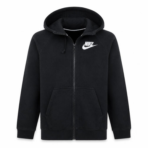 Nike Men's Black Full Zip Hoodie S Regular Fit Fleece Sports Style