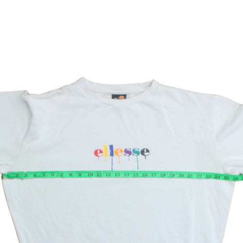 Ellesse Men's White Pullover Sweatshirt M Retro Logo Fleece