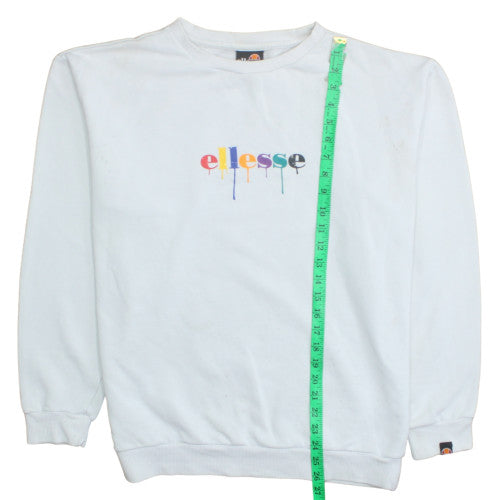 Ellesse Men's White Pullover Sweatshirt M Retro Logo Fleece