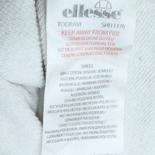 Ellesse Men's White Pullover Sweatshirt M Retro Logo Fleece