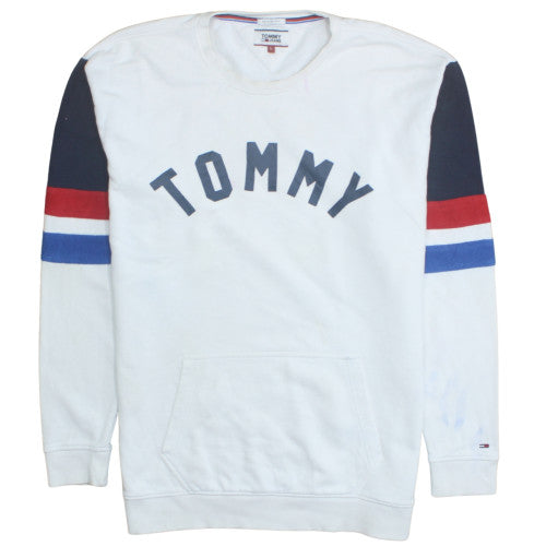 Tommy Jeans Men's White L Relaxed Fit Crew Neck Sweatshirt