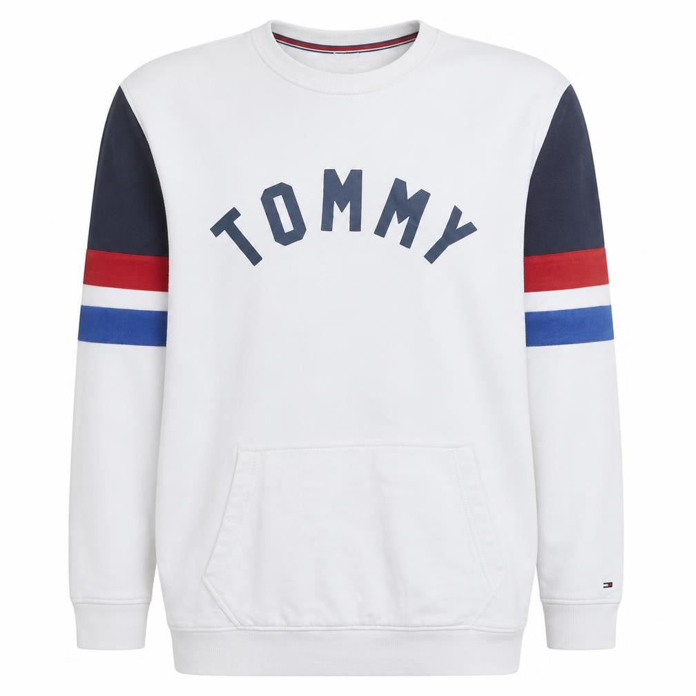Tommy Jeans Men's White L Relaxed Fit Crew Neck Sweatshirt