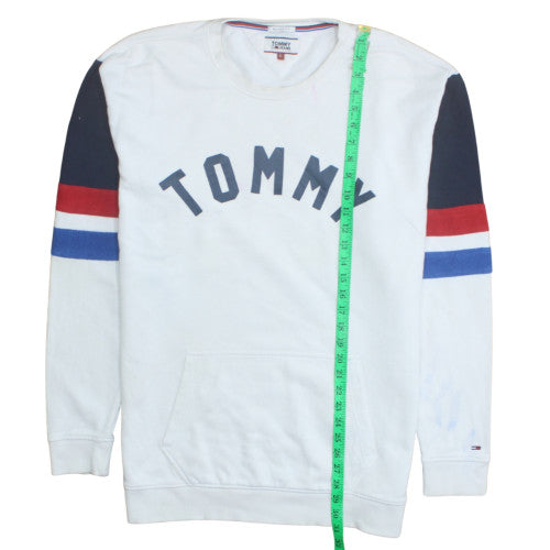 Tommy Jeans Men's White L Relaxed Fit Crew Neck Sweatshirt