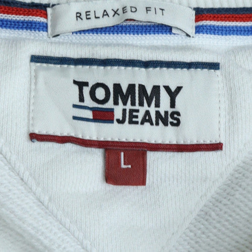Tommy Jeans Men's White L Relaxed Fit Crew Neck Sweatshirt