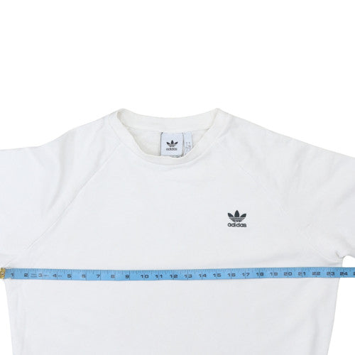 Adidas Mens White Crew Neck Pullover Sweatshirt Size L