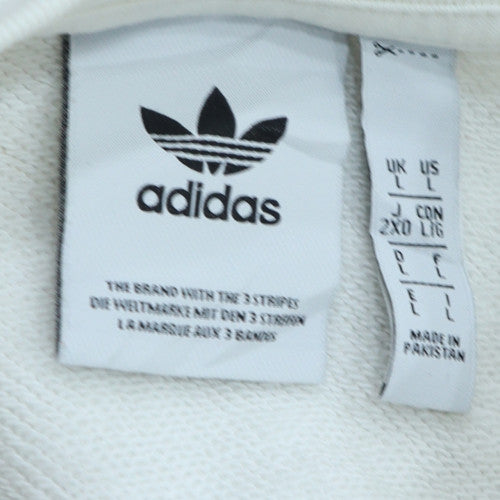 Adidas Mens White Crew Neck Pullover Sweatshirt Size L