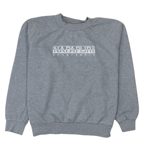 Napapijri Women's Grey Pullover Sweatshirt Size M Logo Cotton