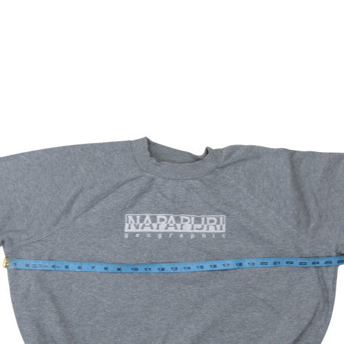 Napapijri Women's Grey Pullover Sweatshirt Size M Logo Cotton