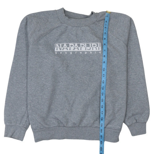 Napapijri Women's Grey Pullover Sweatshirt Size M Logo Cotton