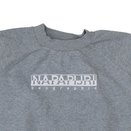 Napapijri Women's Grey Pullover Sweatshirt Size M Logo Cotton