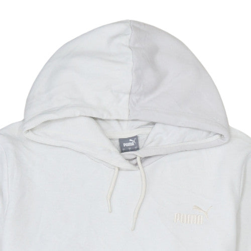 Puma Men's White Pullover Hoodie L Sports Fleece Regular Fit