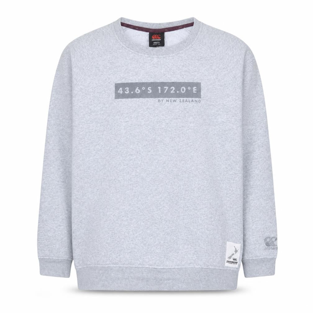Front view of Canterbury Teens Grey Crew Neck Pullover Sweatshirt, size 14