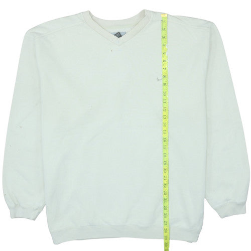 Nike Men's White V-Neck Pullover Sweatshirt XL Fleece Sportswear