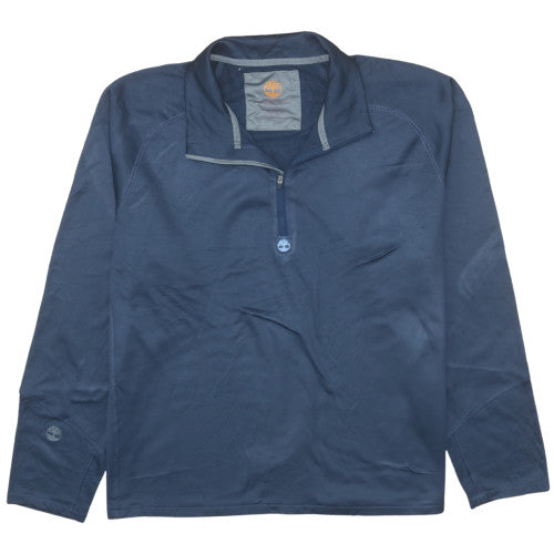 Timberland Men Blue 2XL Pullover 1/4 Zip Fleece Sweatshirt
