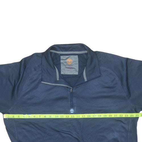 Timberland Men Blue 2XL Pullover 1/4 Zip Fleece Sweatshirt