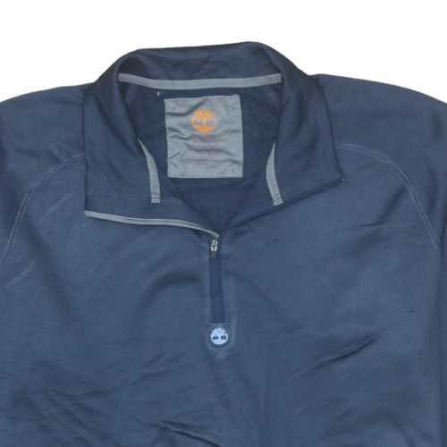 Timberland Men Blue 2XL Pullover 1/4 Zip Fleece Sweatshirt