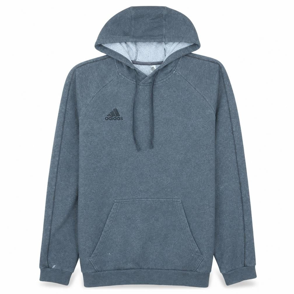 Front view of Adidas Men's Grey Pullover Hoodie Regular Fit M Fleece Sweatshirt