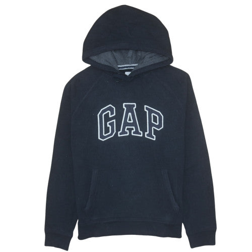 GAP Mens Black Pullover Hoodie Medium Fleece Logo Sweatshirt