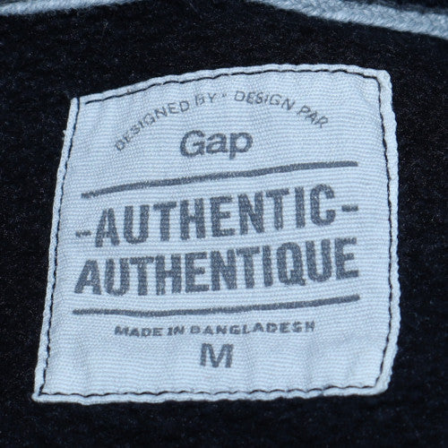 GAP Mens Black Pullover Hoodie Medium Fleece Logo Sweatshirt