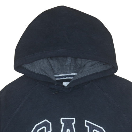 GAP Mens Black Pullover Hoodie Medium Fleece Logo Sweatshirt