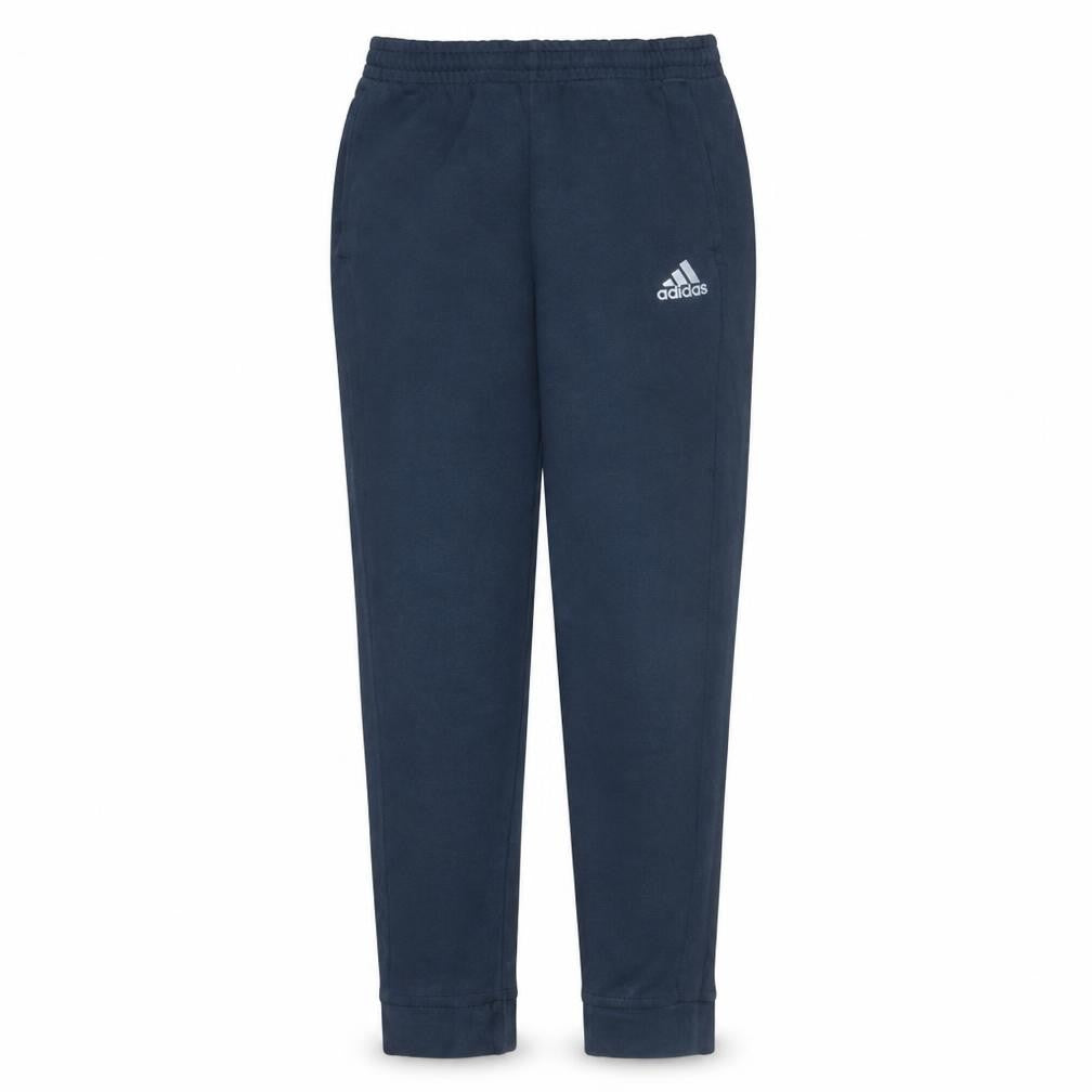 Front view of Adidas Men's Navy Blue Jogger Sweatpants, size M, Elastic Waist