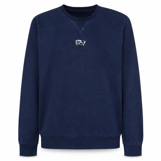 Front view of Emporio Armani EA7 Men's Blue Crew Neck Pullover Sweatshirt M