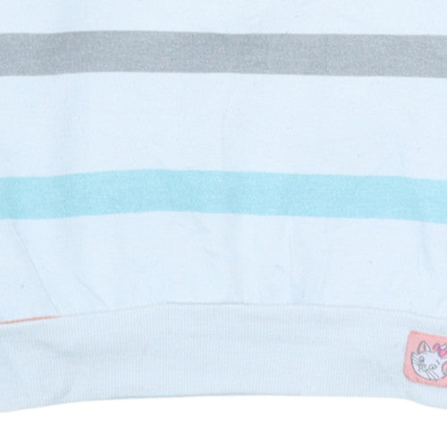 Disney Women White Striped Marie Cat Sweatshirt Size S