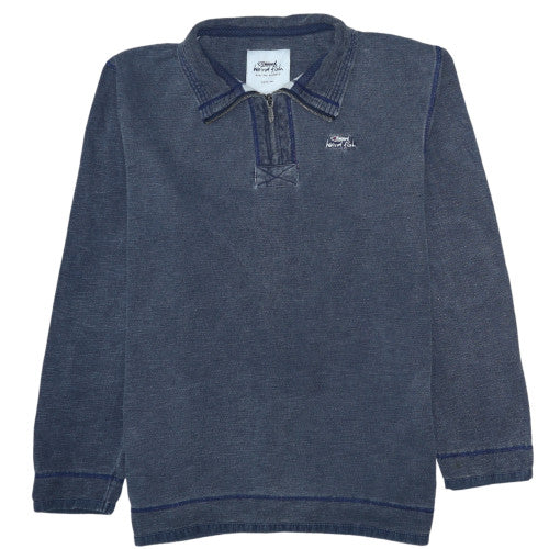 Weird Fish Men's Blue Large 1/4 Zip Cotton Sweatshirt Pullover